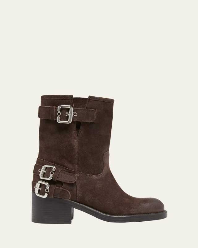 Dakota Suede Moto Ankle Boots